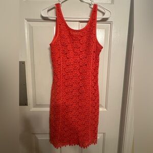 Jennifer Lopez Coral Lace Mini Dress